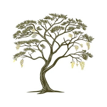 Beautiful Acacia Flower on White vector