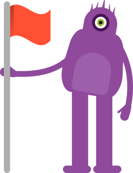 Monster Character Holding Flag png
