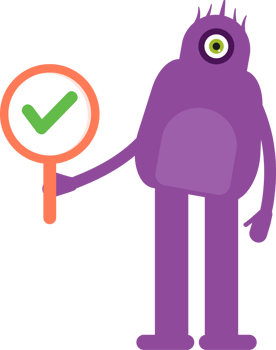 Monster Character Showing Check Mark png