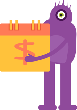 Monster Character and Payment Date Calendar png