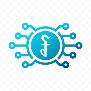 illustration of Cambodian riel digital currency icon in blue color vector