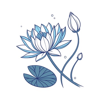 Elegant Blue Lotus on White vector