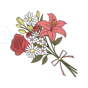 Charming Bouquet of Flowers on White vector