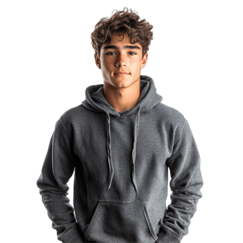A young man wearing a gray hoodie Isolated on transparent background png