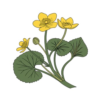 Elegant Marsh Marigold Flower Design vector