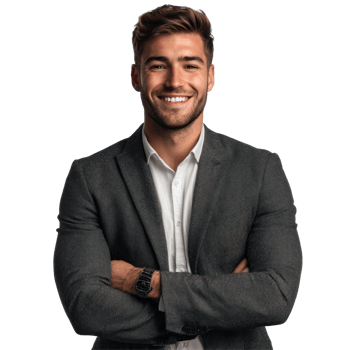 Handsome Businessman in Dark Blazer with Arms Crossed, isolated on transparent background png