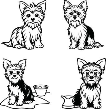 Goofy dog faces outline coloring page vector