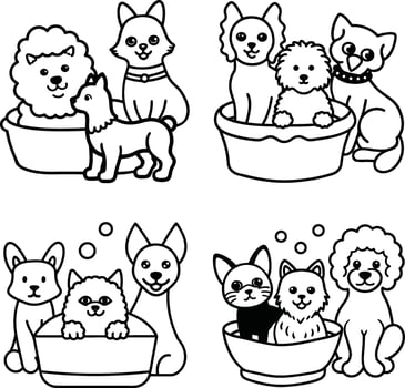 Cheerful dog drawings black and white page vector