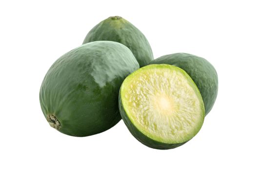 Close up of Feijoa Fruit Isolated on Transparent Background Showing its Fresh Green Skin and Juicy Texture png