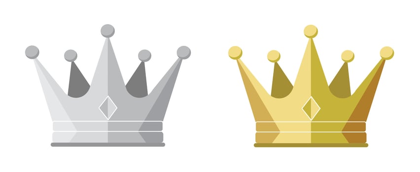 golden and silver crown on white background vector