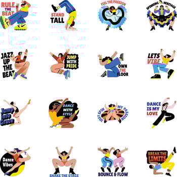 Pack of International Dance Day Flat Stickers vector