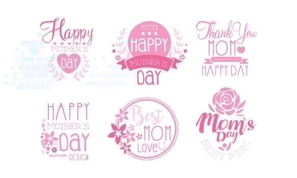 Mother Day Greeting Labeles and Logos Set vector