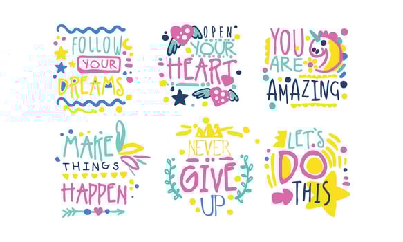 Positive Inspirational and Motivational Quotes Set vector