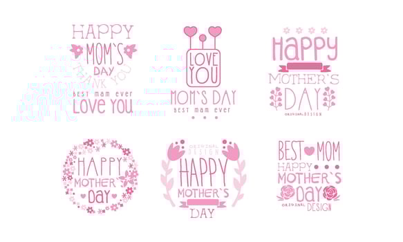 Mother Day Greeting Labeles and Logos Set vector
