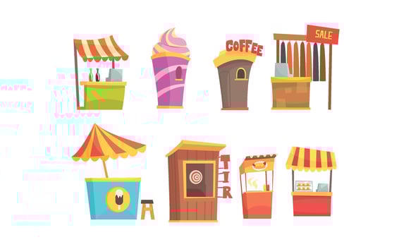 Street Kiosk and Stalls Set. Urban Service Concept vector