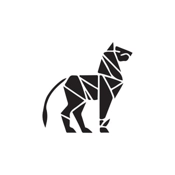Geometric black and white logo of a lion design vector