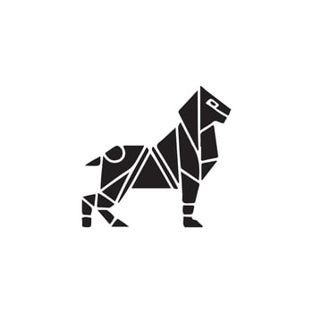 a black and white geometric logo of a lion vector