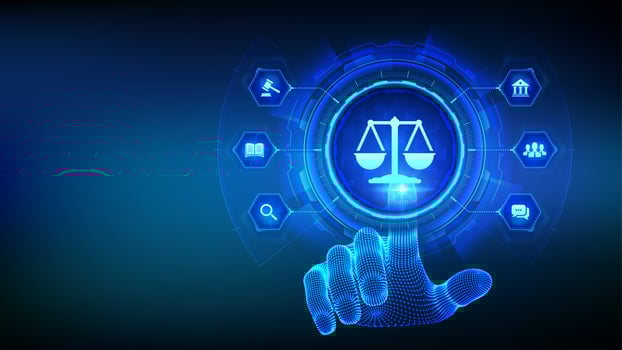 Labor law, Lawyer, Attorney at law, Legal advice concept on virtual screen. Internet law and cyberlaw as digital legal services or online lawyer advice. Hand touching digital interface vector