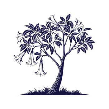 Elegant Angels Trumpet Tree Design. vector