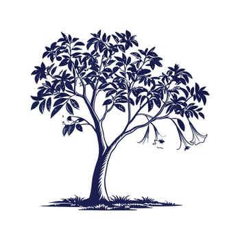 Charming Angels Trumpet Tree Outline vector