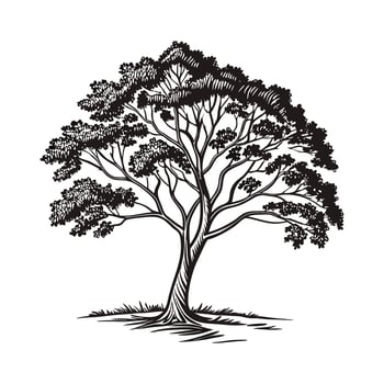Elegant Carolina Cherry Laurel Tree Outline vector