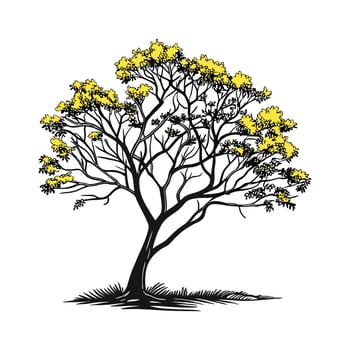 Golden Trumpet Tree Bold Outline for Illustrative Art vector