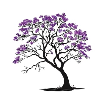 Jacaranda Tree Bold Outline for Unique Illustrations vector