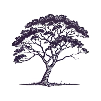 Stylish South American Lapacho Tree Bold Outline Art vector