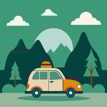 Camping tent illustration with Truck background vector