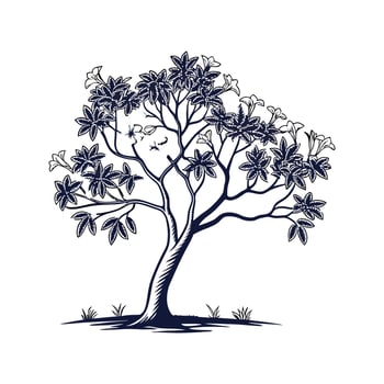Silver Trumpet Tree Bold Outline Design vector