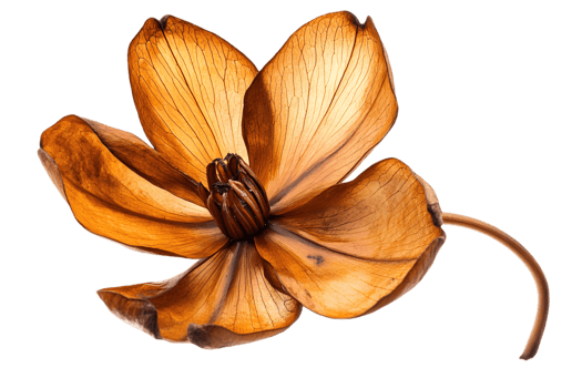 Detailed Watercolor Illustration of a Dried Brown Flower Bloom with Transparent Background png