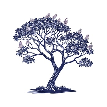 Texas Mountain Laurel Tree Bold Outline vector
