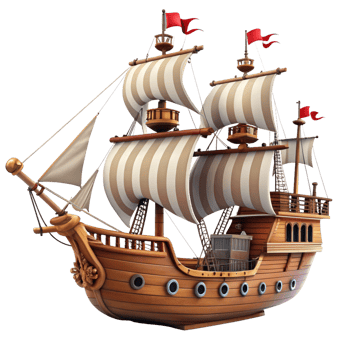 cartoon style pirate ship is isolated on transparent background png