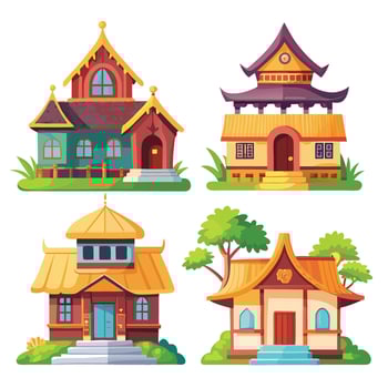 Illustration Collection of Diverse Traditional Houses vector