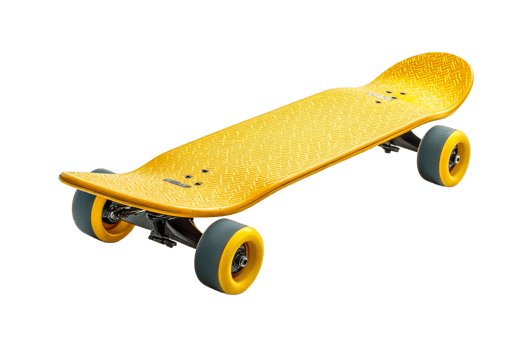 Bright yellow skateboard on transparent background png