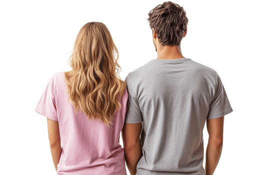 Couple standing together showcasing casual fashion png