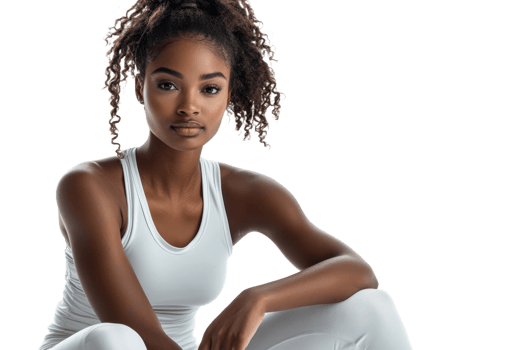 Young woman in activewear posing with a confident look png