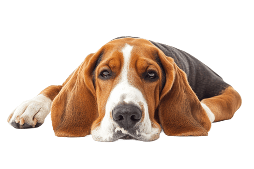 Beagle resting peacefully on a soft surface png
