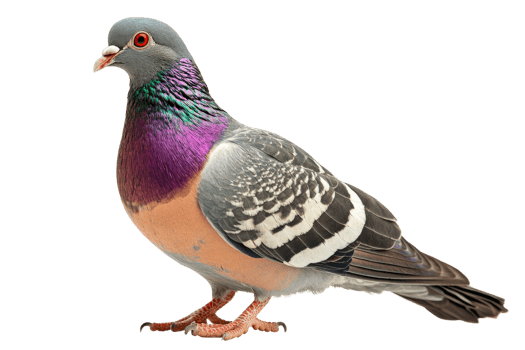 Colorful pigeon standing with vivid plumage on display png