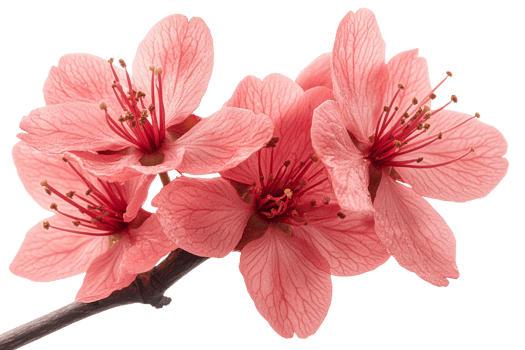 Beautiful pink cherry blossoms with transparent background png