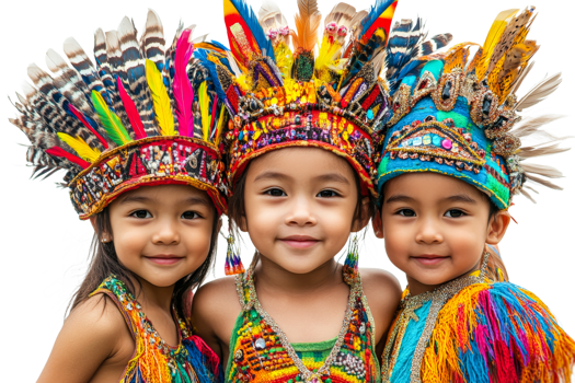Kids in vibrant traditional attire at a festival png