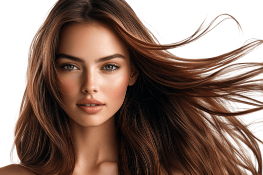 A young woman with long hair displays a natural look png