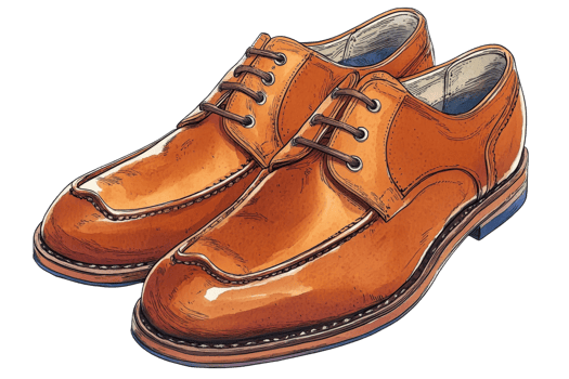 Stylish brown leather shoes with detailed design features png