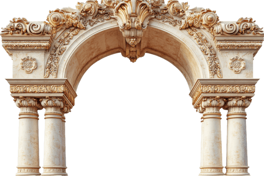 Elegant architectural arch with ornate detailing png