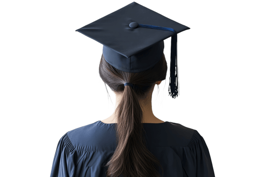 Graduation cap worn by student showcasing achievement png