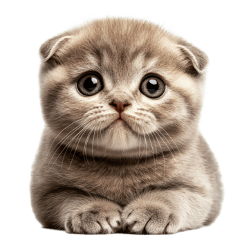 Cute kitten with large eyes and fluffy fur png
