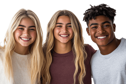 Cheerful group of young friends smiling together png