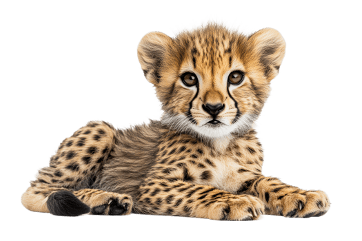 Cheetah cub resting with curiosity and charm png