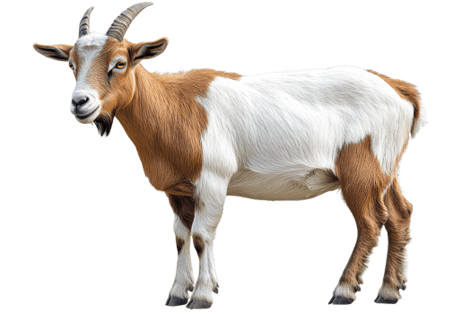 Goat standing on a transparent background with unique coat png