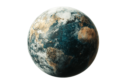 Detailed view of Earth with transparent background png